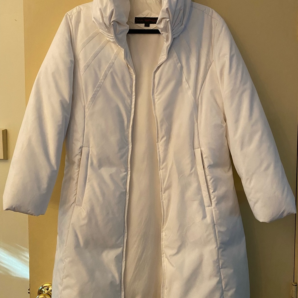Women’s Via Spiga White Puffer Jacket Sz M